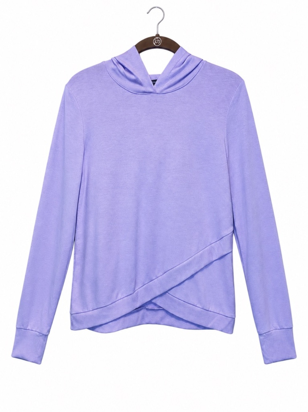 Eddie Bauer Kids Hooded Lavender Pullover L (14/16) Tulip Hem Thumb Holes